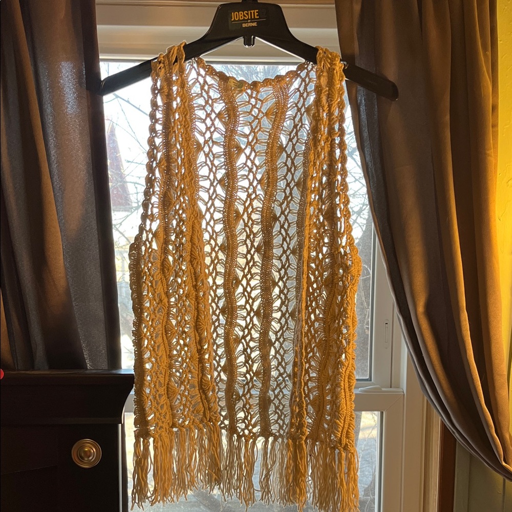 Maurices Tan Crochet Fringe Tank Top